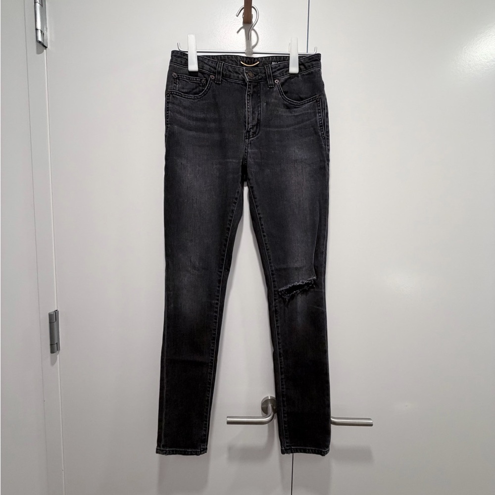 Saint Laurent Dark Gray Women's Skinny Jeans Midrise 28